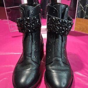 Karl Lagerfeld Black Studded Moto Boots